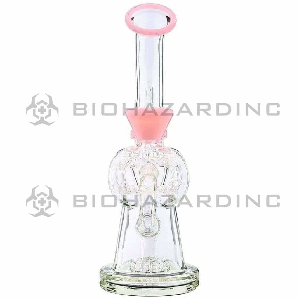 Biohazard Inc Glass Dab Rig Water Pipe 8" Pillars Showerhead Rig Pink