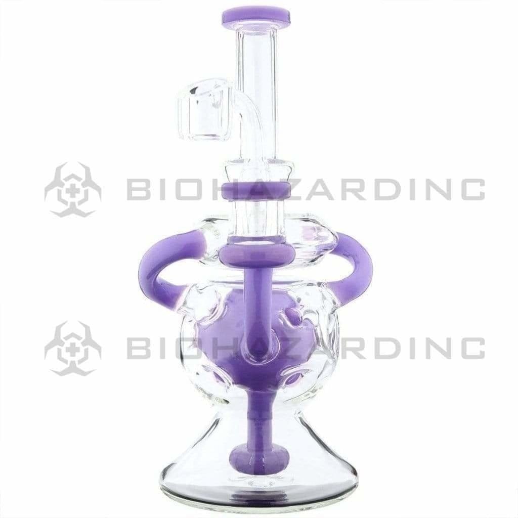 Biohazard Inc Glass Dab Rig Water Pipe 9" Showerhead Swiss Rcycler Rig Purple