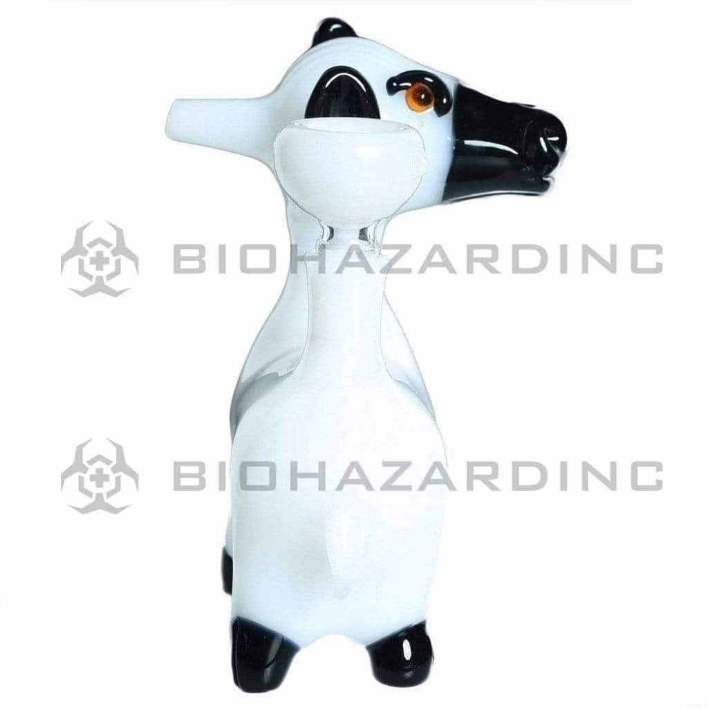 Biohazard Inc Novelty Hand Pipe White and Black Cow Hand Pipe