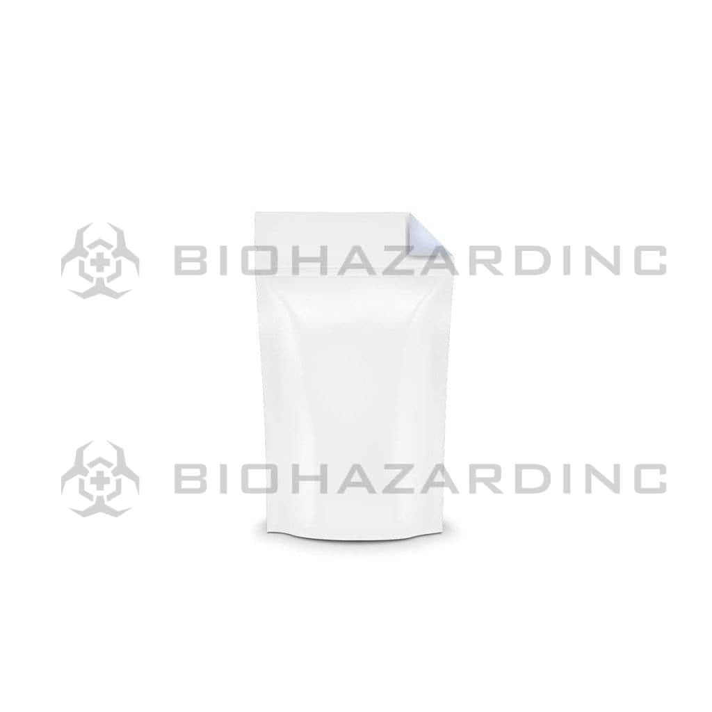 Biohazard Inc Mylar Bag White Vista Mylar Bags w/ Tear Notch 3.62in x 5in - 3.5g - 1,000 Count (Tamper Evident)