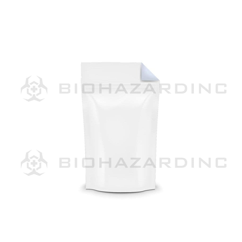 Biohazard Inc Mylar Bag White Vista Mylar Bags w/ Tear Notch 4in x 6.5in - 7g - 1,000 Count (Tamper Evident)