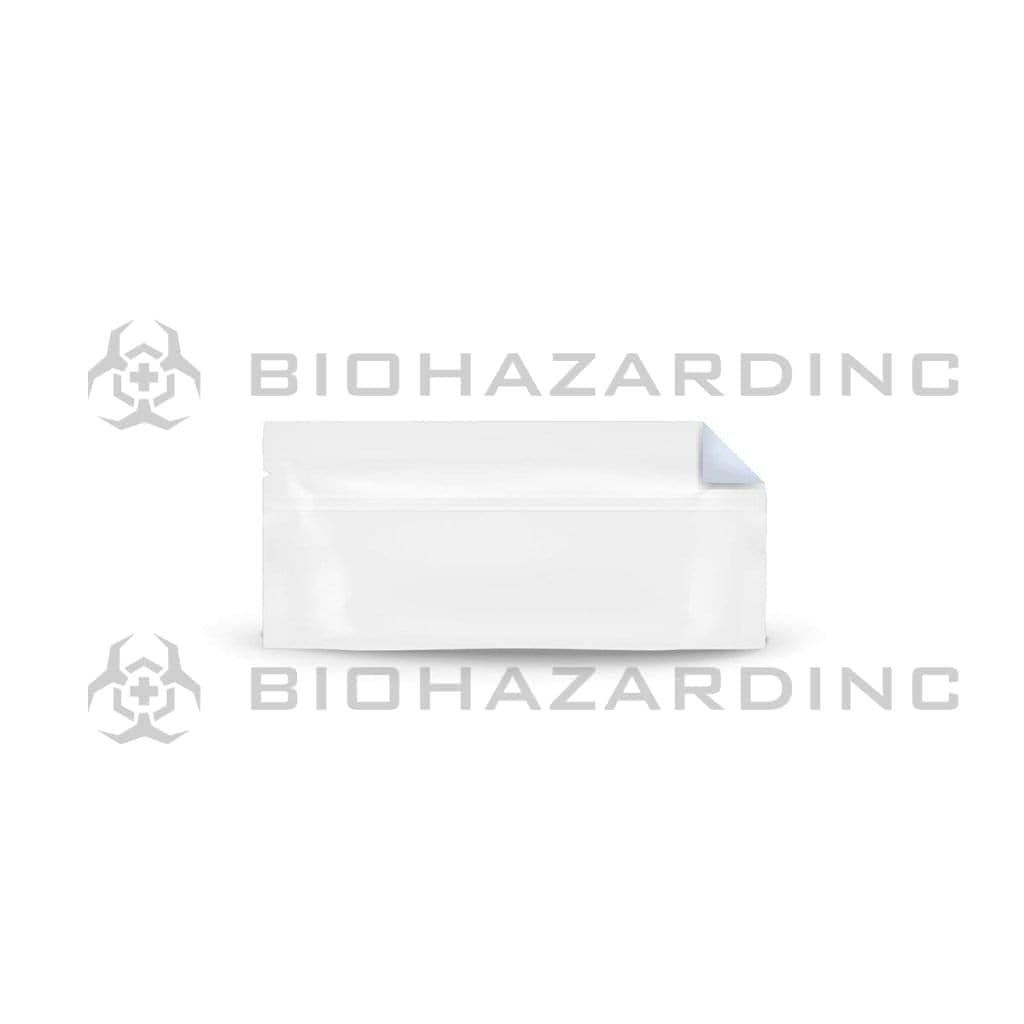 Biohazard Inc Mylar Bag White Vista Mylar Bags w/ Tear Notch for Pre-Roll/Syringe 6in x 2.71in - 1,000 Count (Tamper Evident)