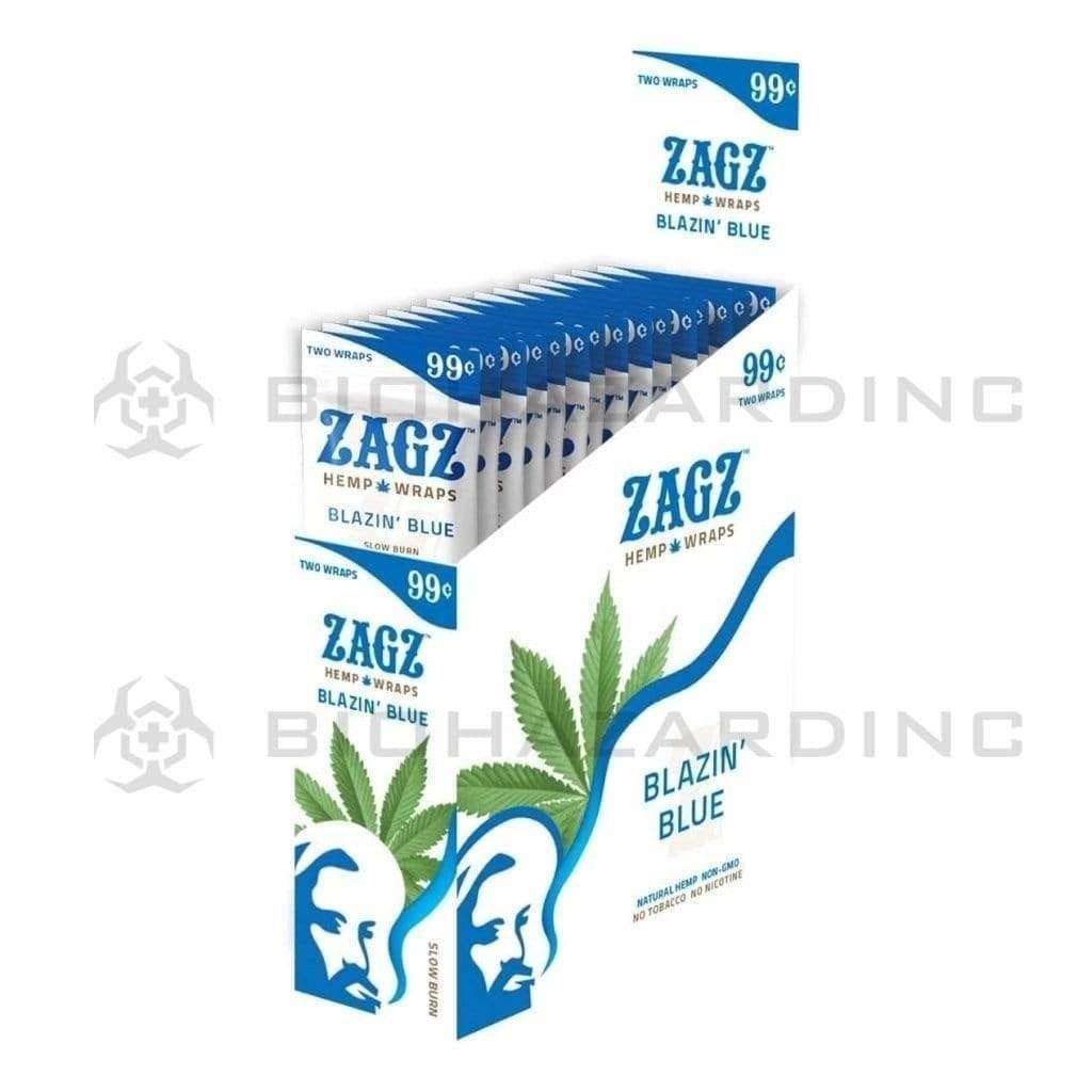 Biohazard Inc Rolling Papers Zig Zagz Hemp Wraps Blazin Blue - 25 Count