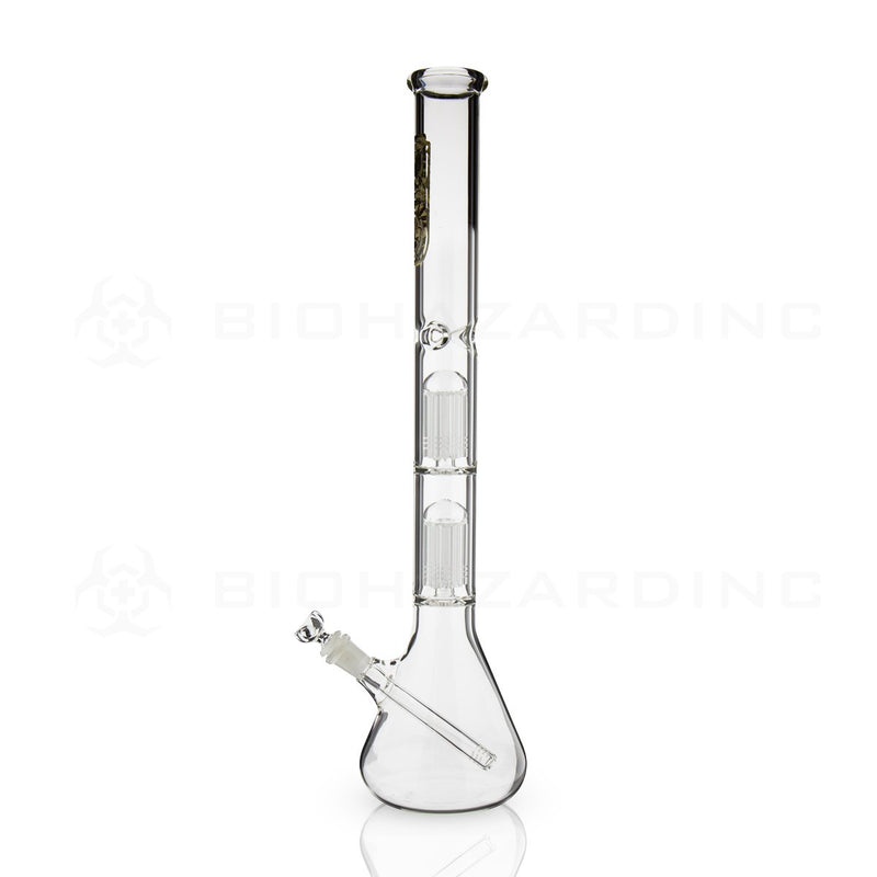 BIO Glass Double Chamber Beaker | 22" 50mm x 5mm 10 Arm Tree Perc Water Pipe | Camo