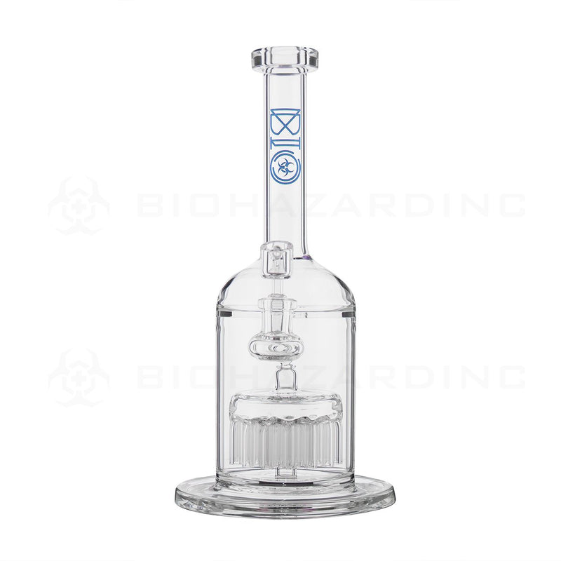 BIO Glass | 12" 14mm 37 Arm Tree Perc Stemless Dab Rig | Blue Logo