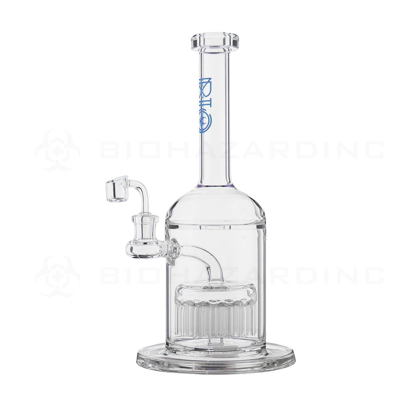 BIO Glass | 12" 14mm 37 Arm Tree Perc Stemless Dab Rig | Blue Logo