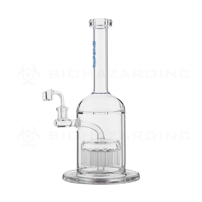 BIO Glass | 12" 14mm 37 Arm Tree Perc Stemless Dab Rig | Blue Logo