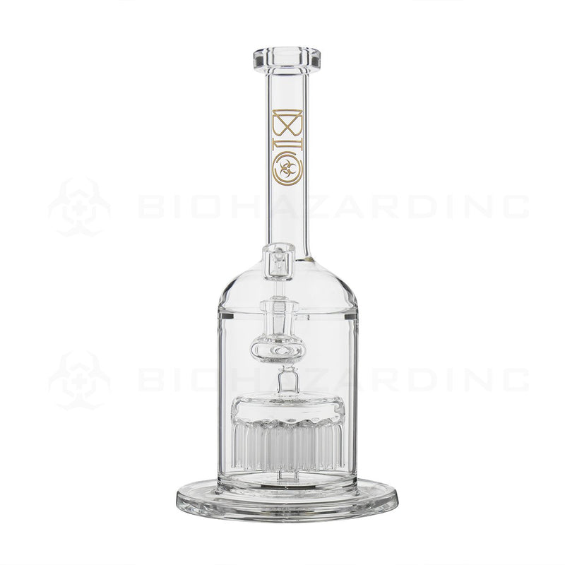 BIO Glass | 12" 14mm 37 Arm Tree Perc Stemless Dab Rig | Gold Logo