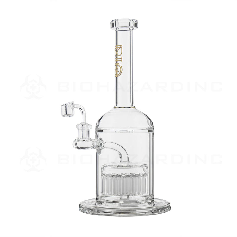 BIO Glass | 12" 14mm 37 Arm Tree Perc Stemless Dab Rig | Gold Logo