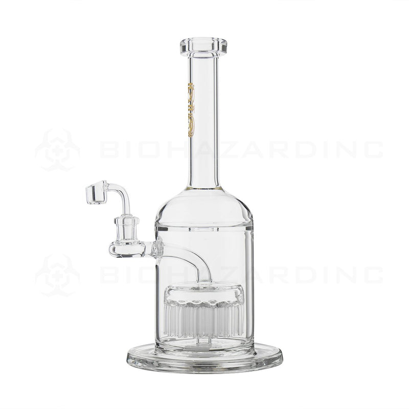 BIO Glass | 12" 14mm 37 Arm Tree Perc Stemless Dab Rig | Gold Logo