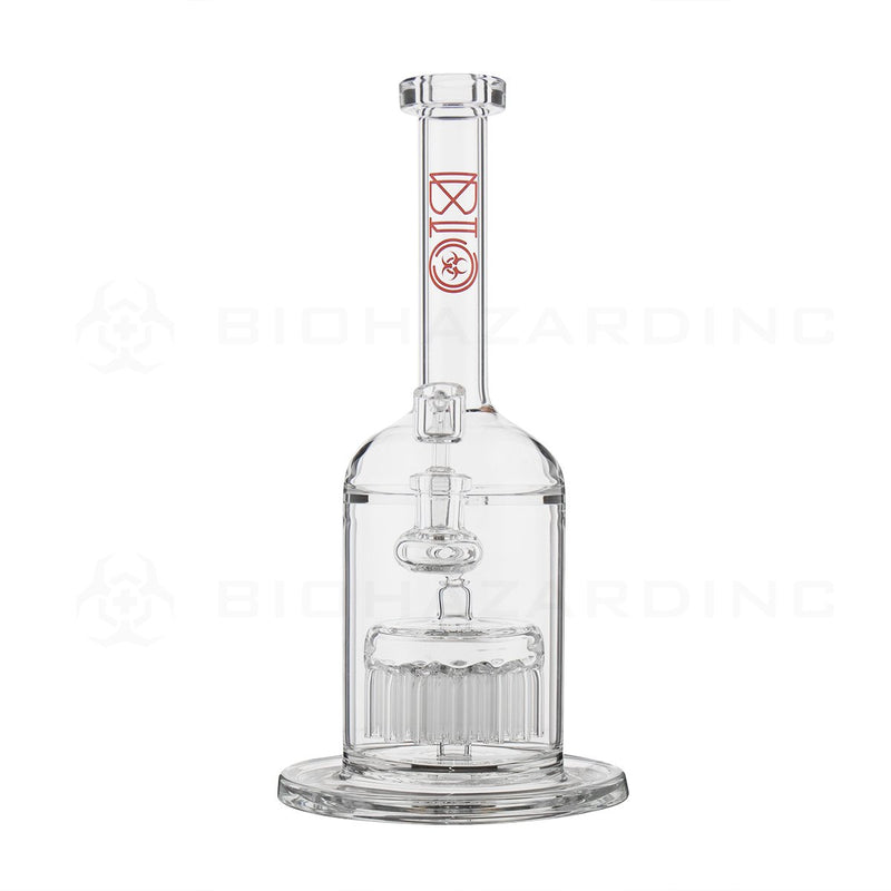 BIO Glass | 12" 14mm 37 Arm Tree Perc Stemless Dab Rig | Red Logo