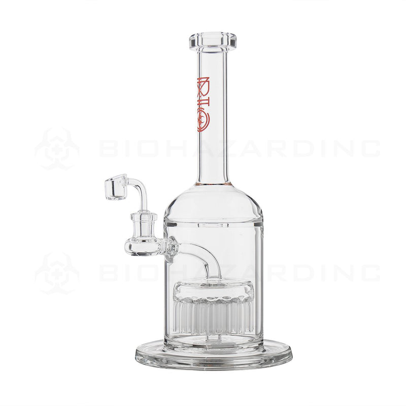 BIO Glass | 12" 14mm 37 Arm Tree Perc Stemless Dab Rig | Red Logo