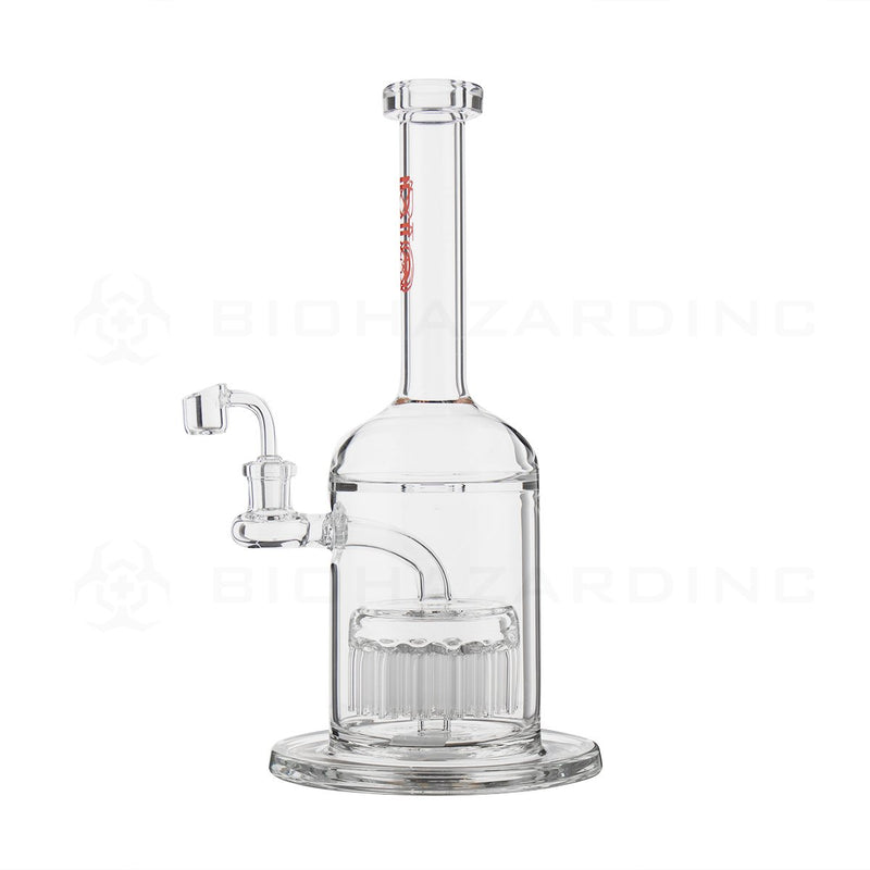 BIO Glass | 12" 14mm 37 Arm Tree Perc Stemless Dab Rig | Red Logo