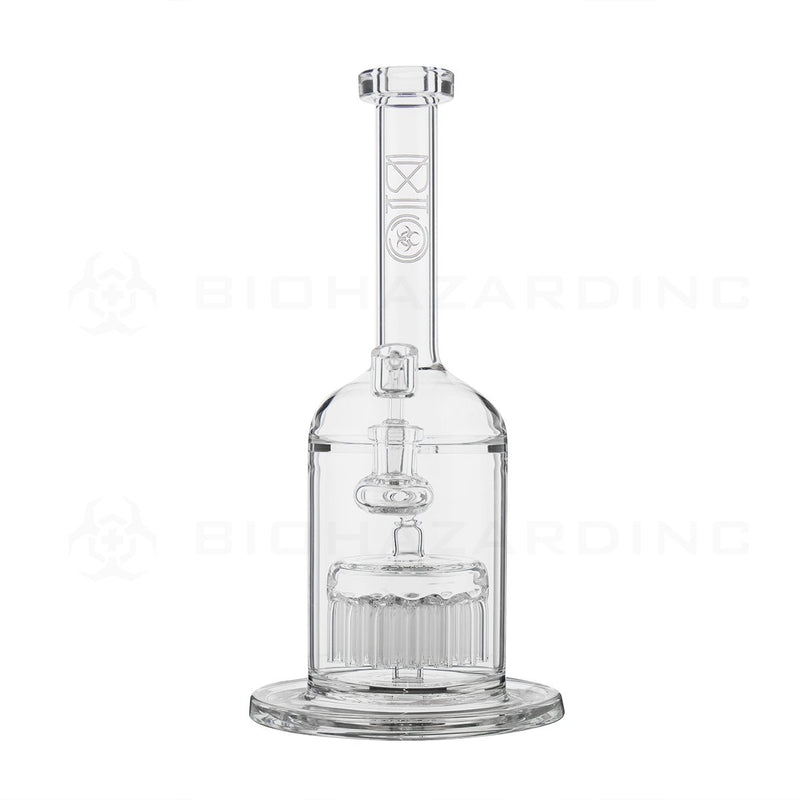 BIO Glass | 12" 14mm 37 Arm Tree Perc Stemless Dab Rig | Silver Logo