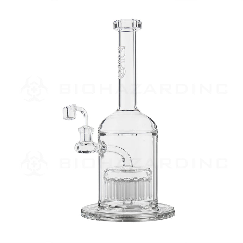 BIO Glass | 12" 14mm 37 Arm Tree Perc Stemless Dab Rig | Silver Logo