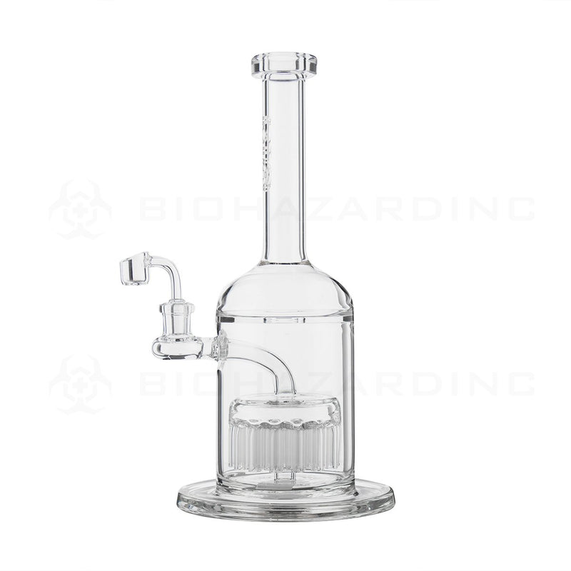 BIO Glass | 12" 14mm 37 Arm Tree Perc Stemless Dab Rig | Silver Logo