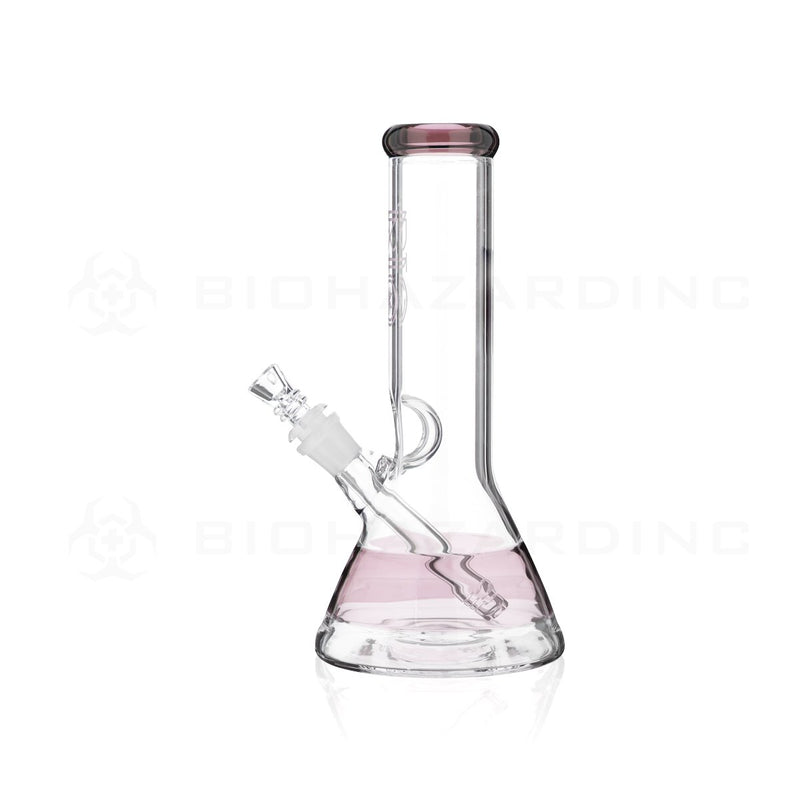 BIO Glass | 10" 50mm x 5mm Stripe Beaker Water Pipe | Pink