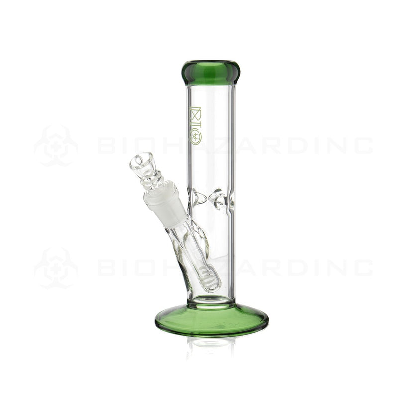 BIO Glass | 8" 38mm x 4mm Classic Straight Water Pipe | Green Trim