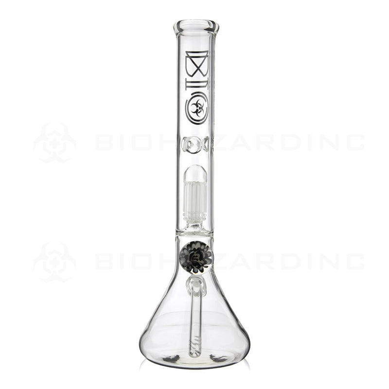 BIO Glass Flower Marble | 18" 50mm x 5mm 8 Arm Tree Perc Beaker Water Pipe | Black