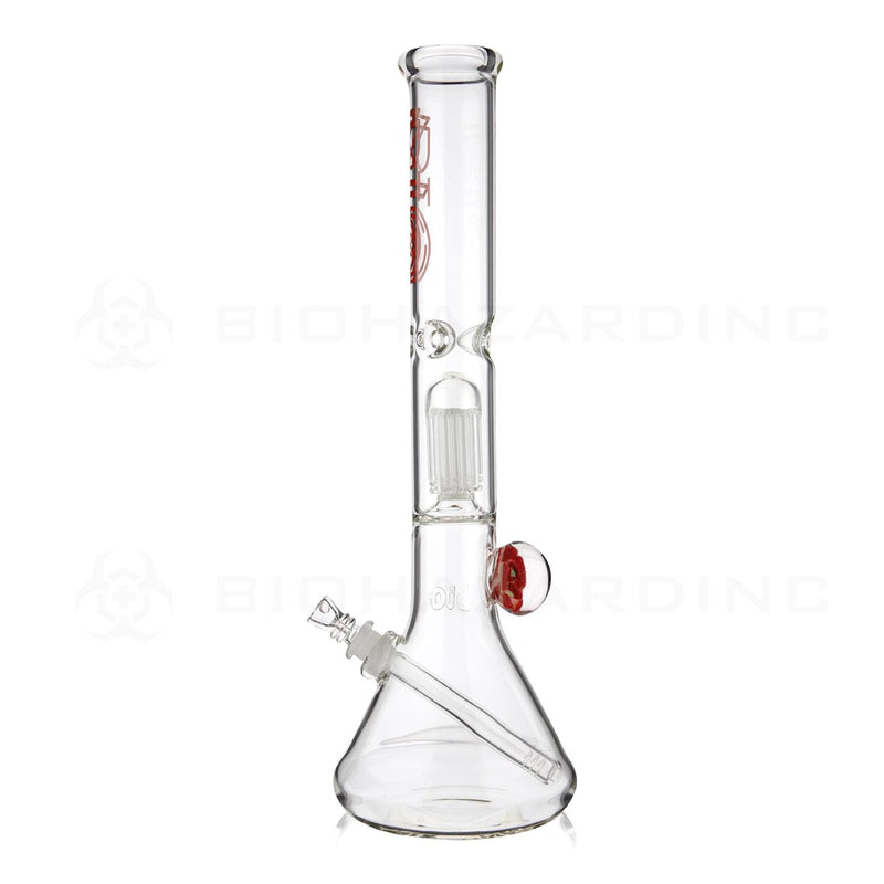 BIO Glass Flower Marble | 18" 50mm x 5mm 8 Arm Tree Perc Beaker Water Pipe | Red