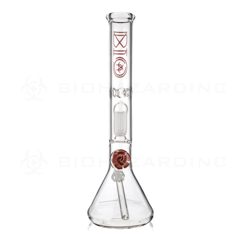 BIO Glass Flower Marble | 18" 50mm x 5mm 8 Arm Tree Perc Beaker Water Pipe | Red