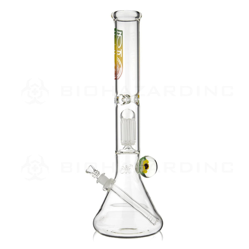 BIO Glass Flower Marble | 18" 50mm x 5mm 8 Arm Tree Perc Beaker Water Pipe | Rasta