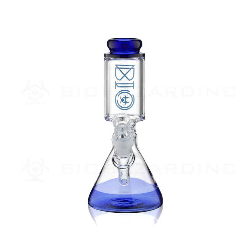 BIO Glass | 8" 50mm x 25mm Wide Chamber Beaker Water Pipe | Blue Trim