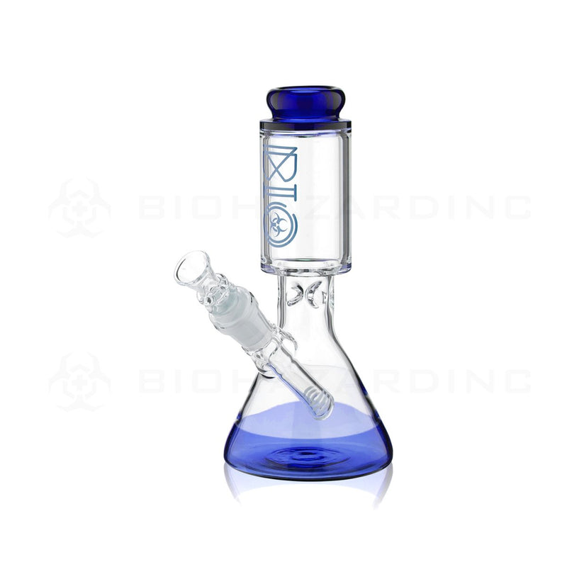 BIO Glass | 8" 50mm x 25mm Wide Chamber Beaker Water Pipe | Blue Trim