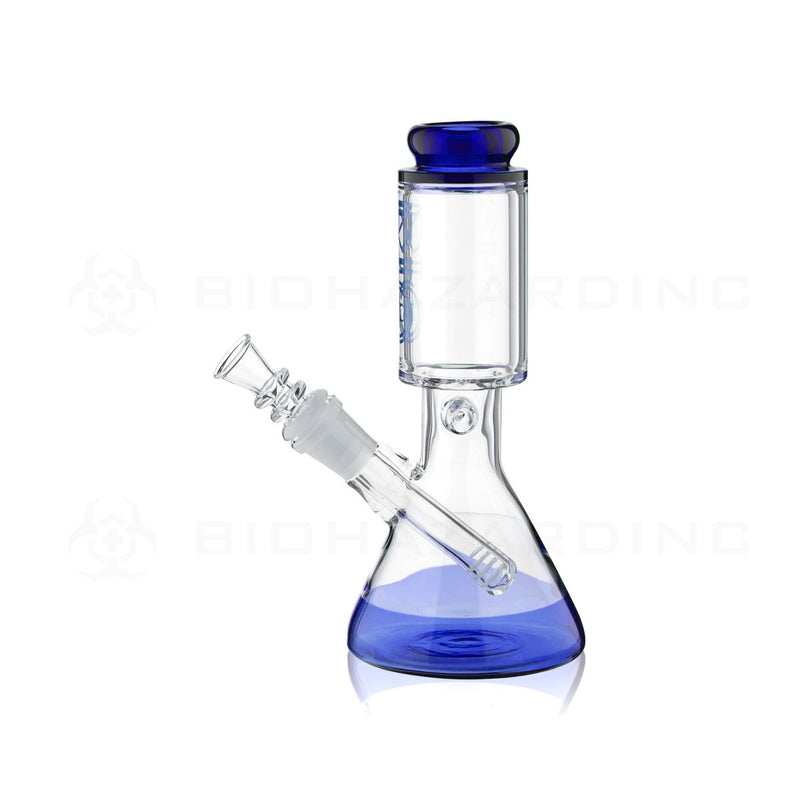 BIO Glass | 8" 50mm x 25mm Wide Chamber Beaker Water Pipe | Blue Trim