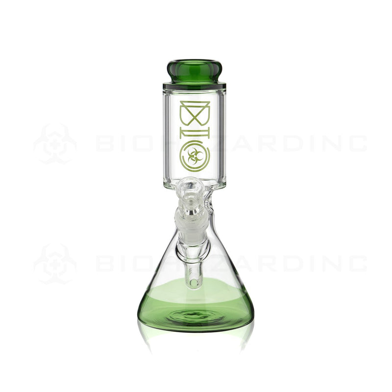 BIO Glass | 8" 50mm x 25mm Wide Chamber  Beaker Water Pipe | Green Trim