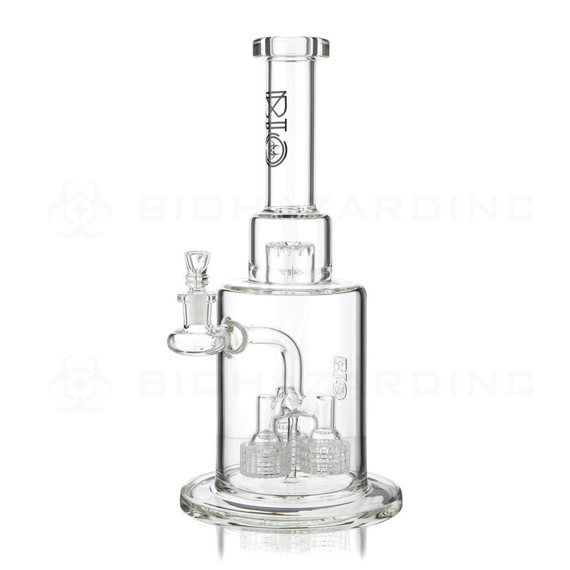 14" Triple Grid Percolator w/ Splashguard Stemless Waterpipe - Black Logo