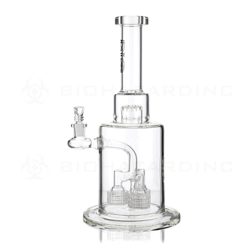 14" Triple Grid Percolator w/ Splashguard Stemless Waterpipe - Black Logo