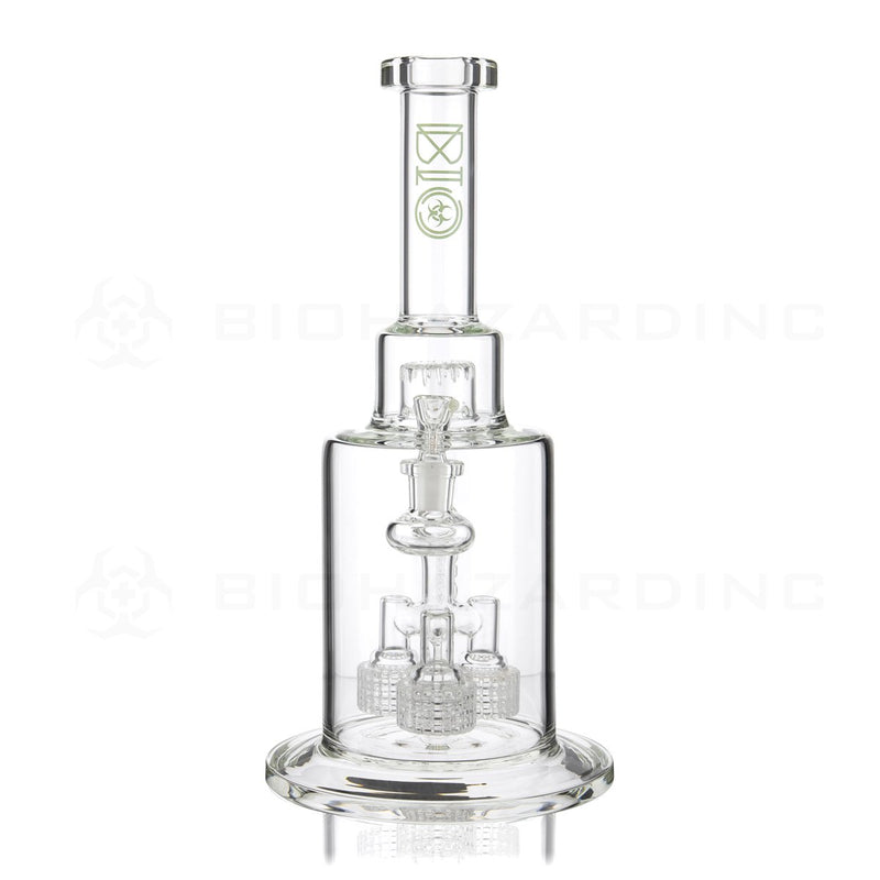 BIO Glass | 14" Triple Grid Perc Stemless Waterpipe with Splashguard | Green Logo