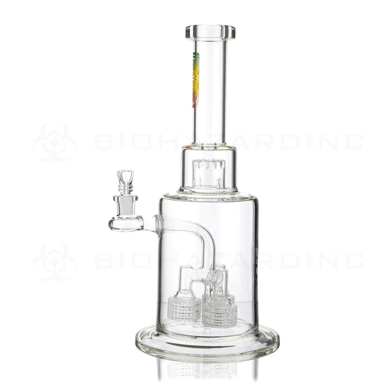 BIO Glass | 14" Triple Grid Perc Stemless Waterpipe with Splashguard | Rasta Logo