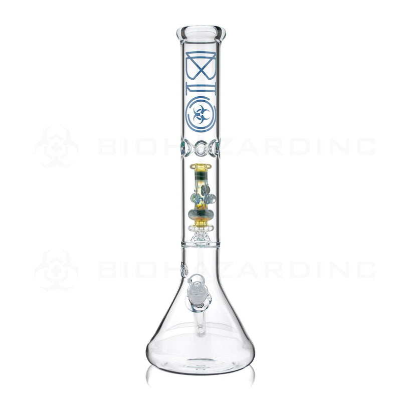 BIO Glass Beaker | 17" 50mm x 5mm Replica Mini Pipe Showerhead Perc Water Pipe | Blue