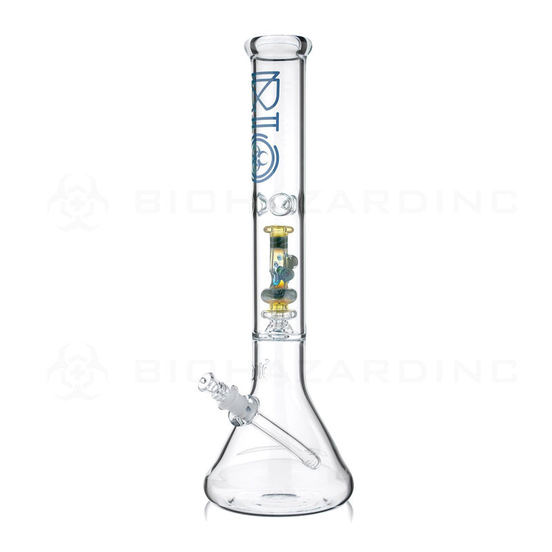 BIO Glass Beaker | 17" 50mm x 5mm Replica Mini Pipe Showerhead Perc Water Pipe | Blue