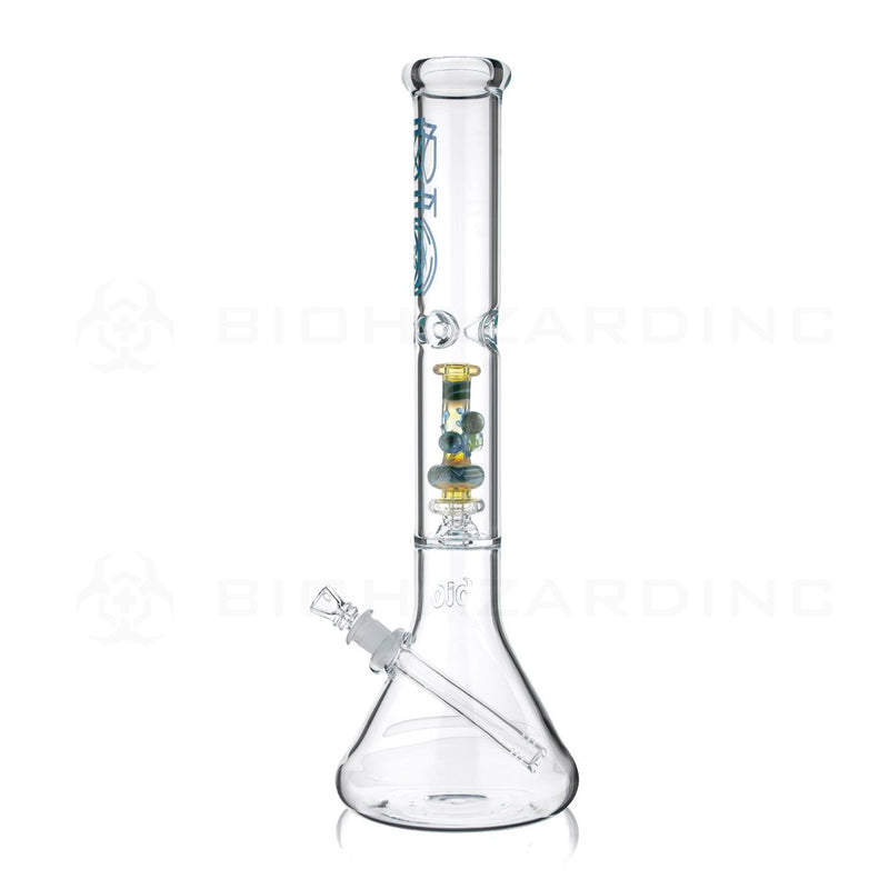 BIO Glass Beaker | 17" 50mm x 5mm Replica Mini Pipe Showerhead Perc Water Pipe | Blue