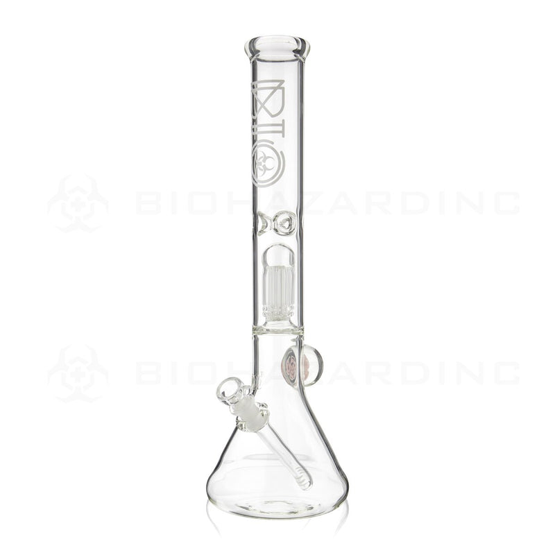 BIO Glass Flower Marble | 18" 50mm x 5mm 8 Arm Tree Perc Beaker Water Pipe | Pink & White