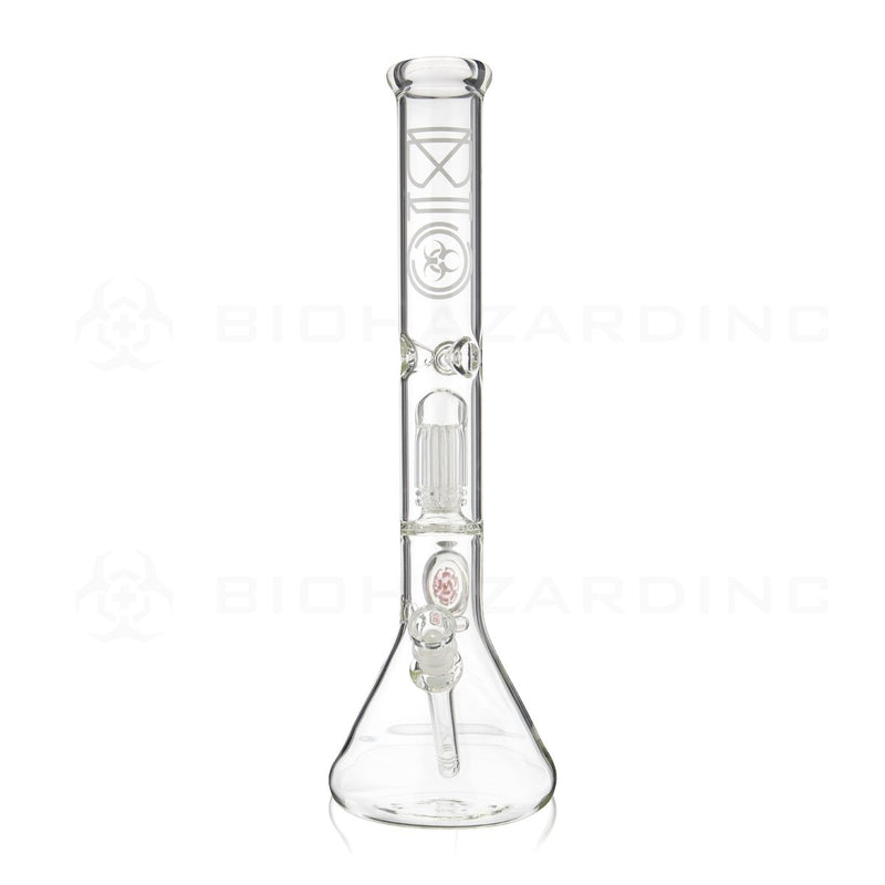 BIO Glass Flower Marble | 18" 50mm x 5mm 8 Arm Tree Perc Beaker Water Pipe | Pink & White