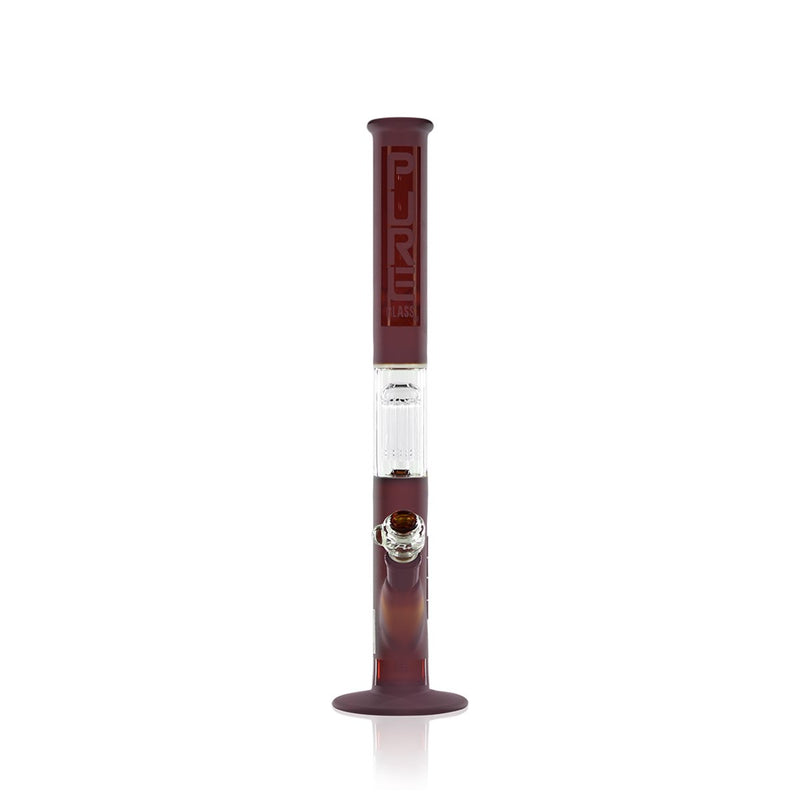 PURE Glass | 18" 10 Arm Tree Perc Straight Water Pipe | Amber Frost