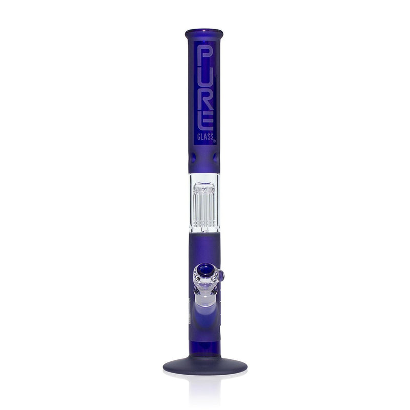 PURE Glass | 18" 10 Arm Tree Perc Straight Water Pipe | Blue Frost