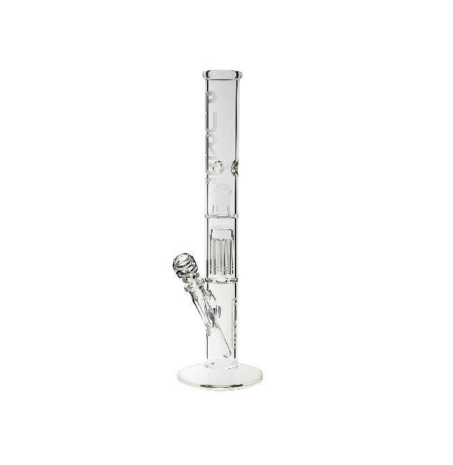 PURE Glass | 18" 10 Arm Tree Perc Straight Water Pipe | Clear