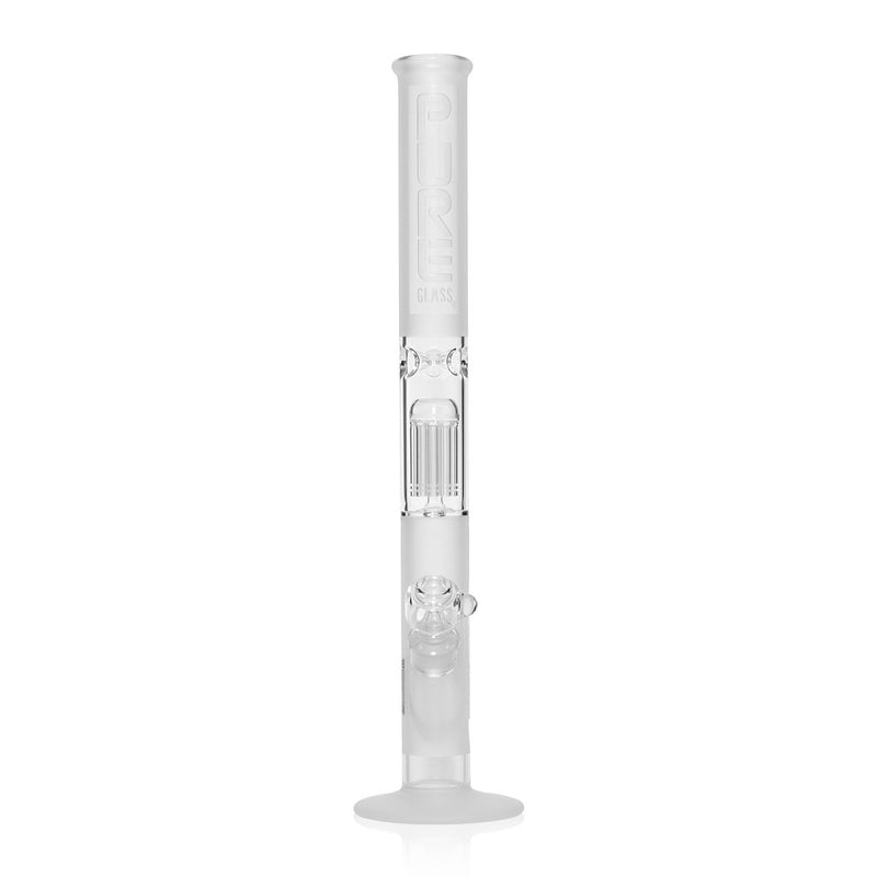 PURE Glass | 18" 10 Arm Tree Perc Straight Water Pipe | Clear Frost