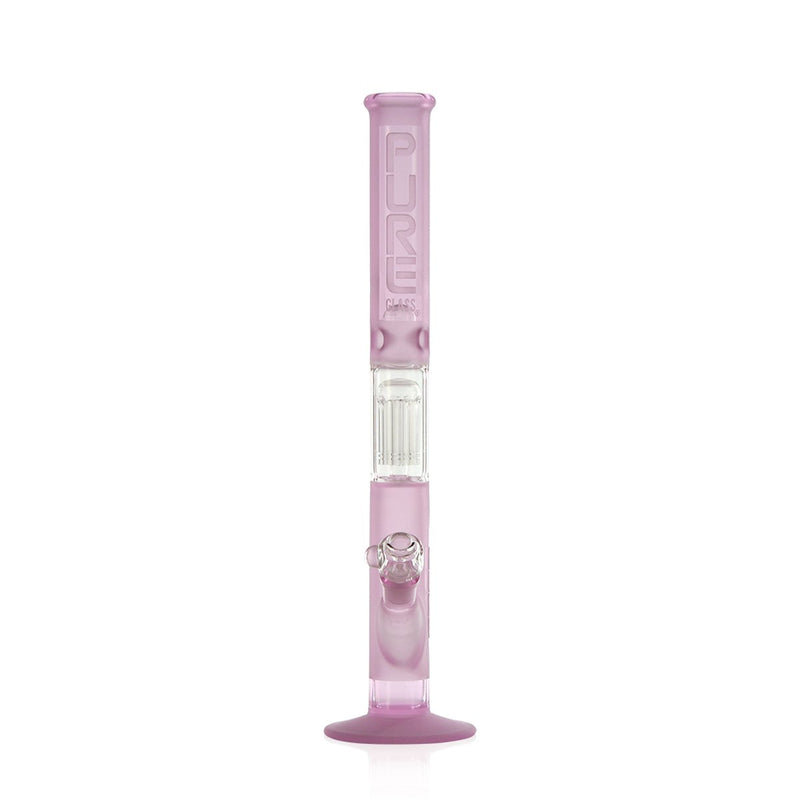 PURE Glass | 18" 10 Arm Tree Perc Straight Water Pipe | Pink Frost