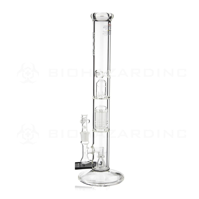 RooR® Tech | 18" 50mm x 5mm 10 Arm Tree Perc Stemless Straight Water Pipe | White & Black