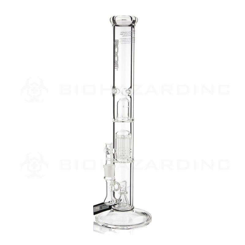 RooR® Tech | 18" 50mm x 5mm 10 Arm Tree Perc Stemless Straight Water Pipe | White & Black