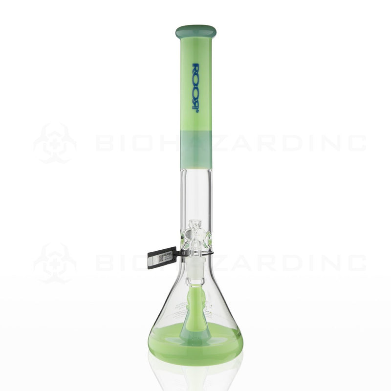 RooR® Tech | 18" 45mm x 5mm Mini Beaker Perc Water Pipe | Milky & Mint with Too Blue Logo