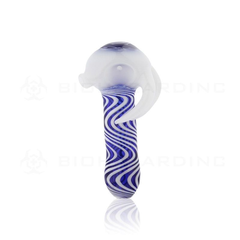 4" Blue and White Two Horn Hand Pipe