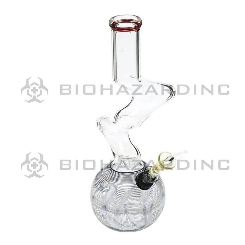 Biohazard Inc Glass Bong 10" 32mm Two Elbow Water Pipe w/ Slide - Black Rake