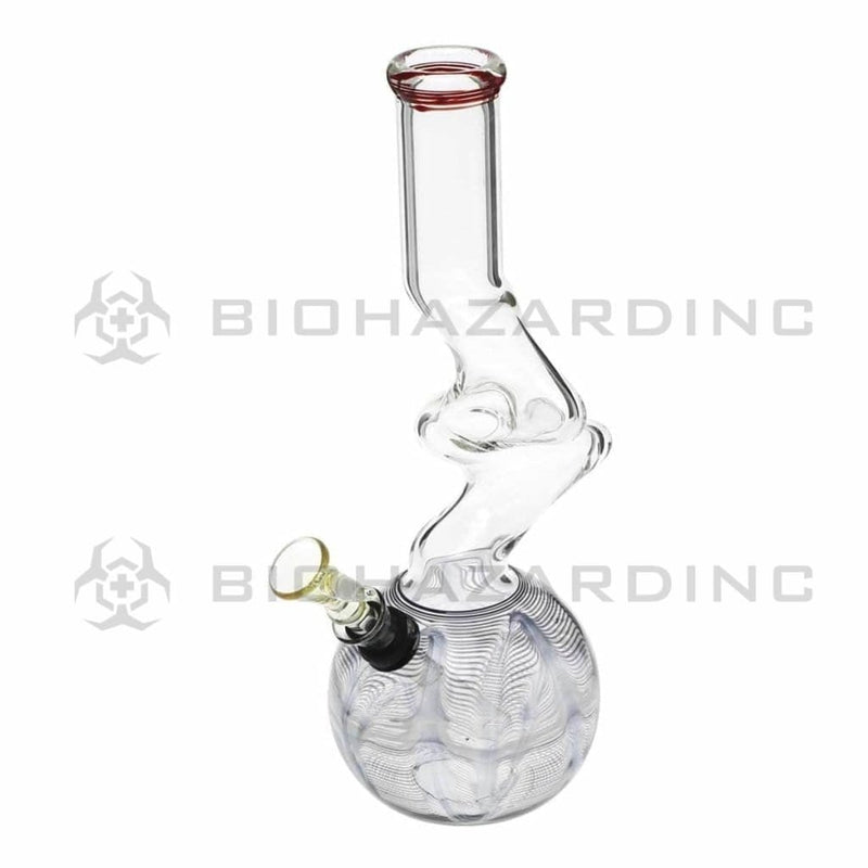 Biohazard Inc Glass Bong 10" 32mm Two Elbow Water Pipe w/ Slide - Black Rake